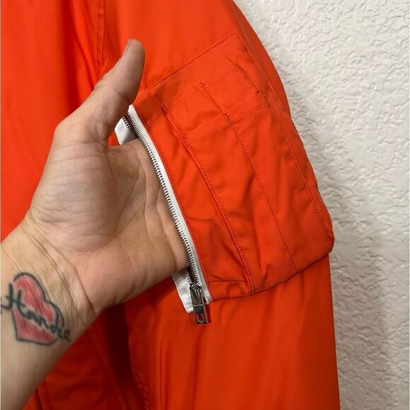 Rag & Bone Georgie Bomber Jacket Orange Nylon Technical Bomber Coat Size M - Picture 8 of 15